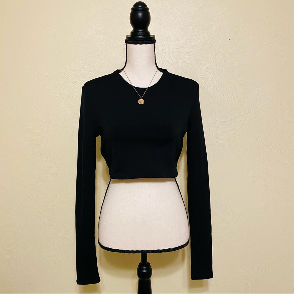 CryBaby Essential Long Sleeve Black Cropped Blouse